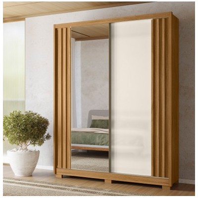 Guarda Roupa Casal 2 Portas com Espelho Ripado 3 Gavetas Colorado off White Cod 683.003 Guarda Roupa Casal 2 Portas com Espelho Ripado 3 Gavetas Colorado off White Cod 683.003